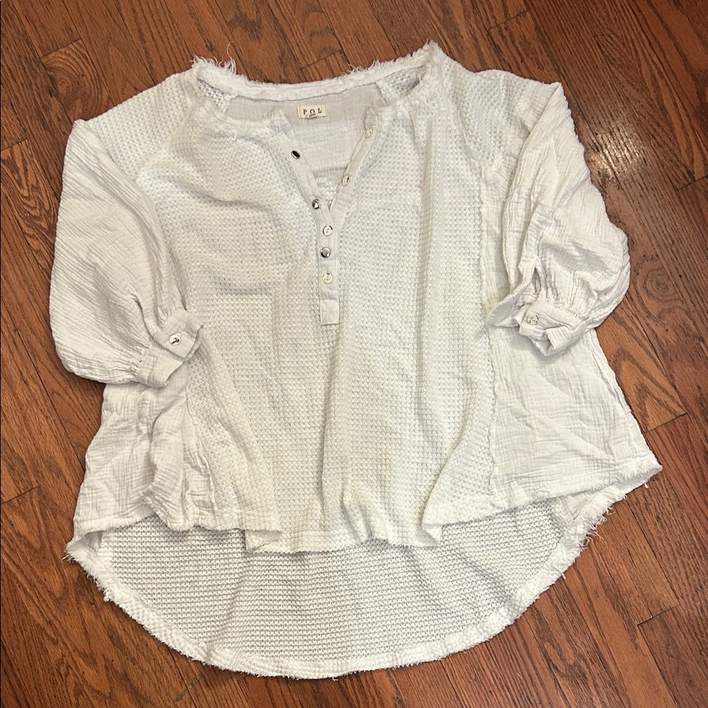 POL White Textured Blouse